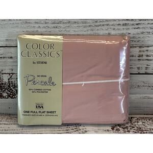 NOS Vintage Color Classics by Stevens Percale Full Flat Sheet Pink USA MADE
